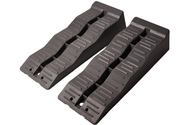 Cantonal Set van 2 grijze oprijblokken/ leveller - 565x200x130 mm - 5000 kg maximaal draagvermogen