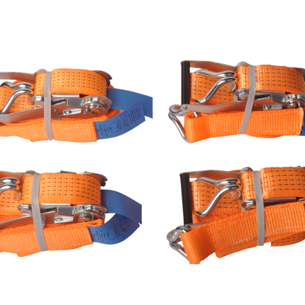 Cantonal Set van 4 spanbanden 800x5 cm - oranje - breekbelasting 5000 kg