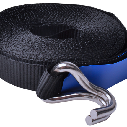 Cantonal Spanband set van 2 stuks zwart 570x2,5 cm (400 kg) - met RVS haak en ratel