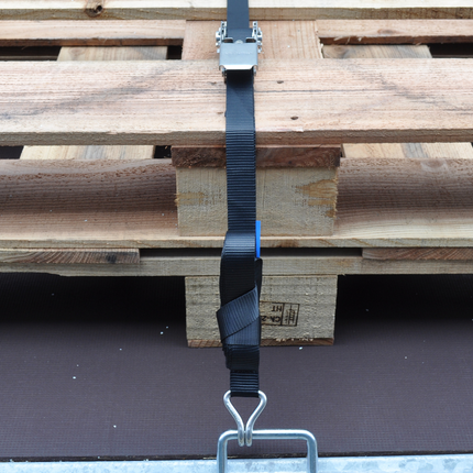 Cantonal Spanband set van 2 stuks zwart 570x2,5 cm (400 kg) - met RVS haak en ratel