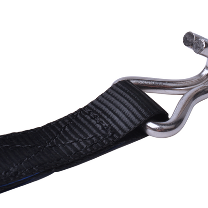 Cantonal Spanband set van 2 stuks zwart 570x2,5 cm (400 kg) - met RVS haak en ratel