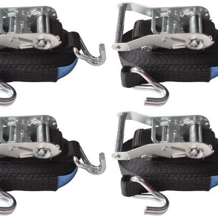 Cantonal Spanband set van 4 stuks 600x3,5 cm - zwart - breekbelasting 3000 kg