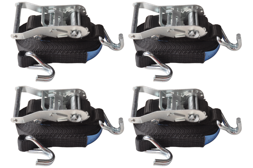 Cantonal Spanband set van 4 stuks 600x3,5 cm - zwart - breekbelasting 3000 kg