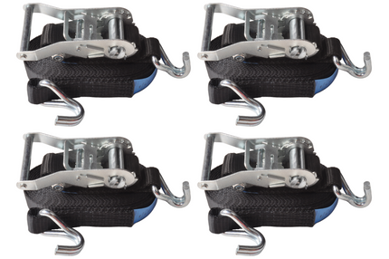 Cantonal Spanband set van 4 stuks 600x3,5 cm - zwart - breekbelasting 3000 kg