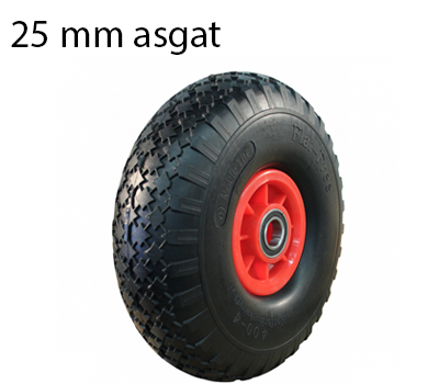 Cantonal Steekwagenwiel - 4.00-4 - massief/anti-lek band en kunststof velg - maximale belasting: 125 kg - asgat/naafdiameter: 25 mm - inclusief kogellager