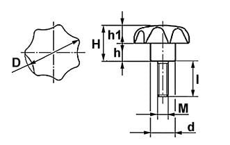 Cantonal Sterknop bakeliet 40 mm (M10x30 mm)