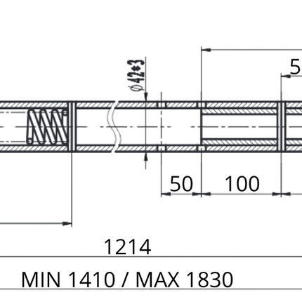 Cantonal Telescoopstang 1410 > 1830 mm voor vastzetrail