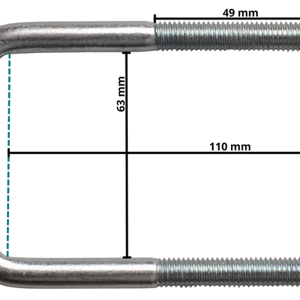 Cantonal U-bout / U-beugel strop M10 110x63 mm