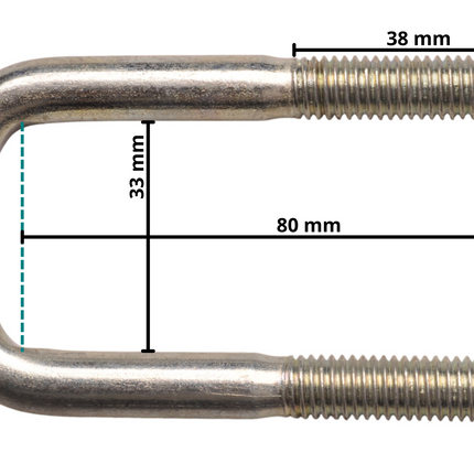 Cantonal U-bout / U-beugel strop M10 80x33 mm
