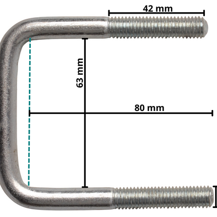 Cantonal U-bout / U-beugel strop M10 80x63 mm