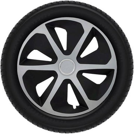 Cantonal Wieldoppenset roco 4 Stuks voor 13 Inch velgen - zilver/zwart