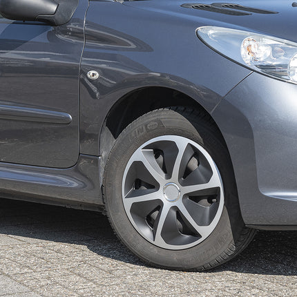 Cantonal Wieldoppenset roco 4 Stuks voor 13 Inch velgen - zilver/zwart