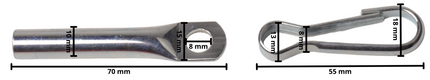 Cantonal Zeilsluiting met haak voor touw en snoeren (8 mm) - 4 stuks