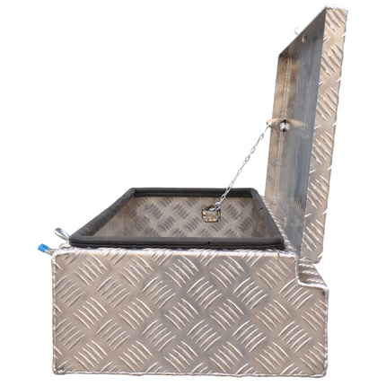 De Haan DE HAAN BOX H - 900x380x190 mm - waterdichte en stofdichte aluminium traanplaat disselbak - voorzien van vlinderslot of spansluiting