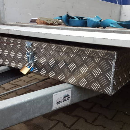 De Haan DE HAAN BOX H - 900x380x190 mm - waterdichte en stofdichte aluminium traanplaat disselbak - voorzien van vlinderslot of spansluiting