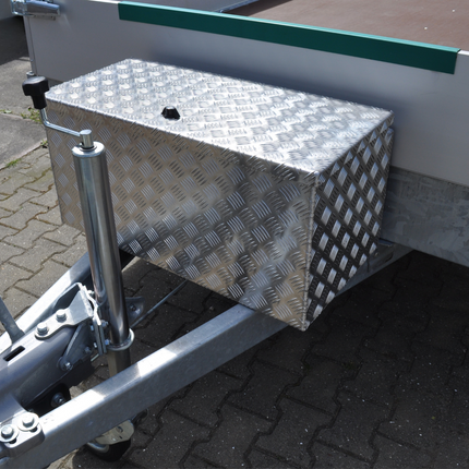 De Haan DE HAAN BOX I - 800x400x400 mm - waterdichte en stofdichte aluminium traanplaat disselbak - voorzien van vlinderslot, spansluiting of t-sluiting