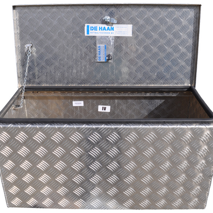De Haan DE HAAN BOX I - 800x400x400 mm - waterdichte en stofdichte aluminium traanplaat disselbak - voorzien van vlinderslot, spansluiting of t-sluiting