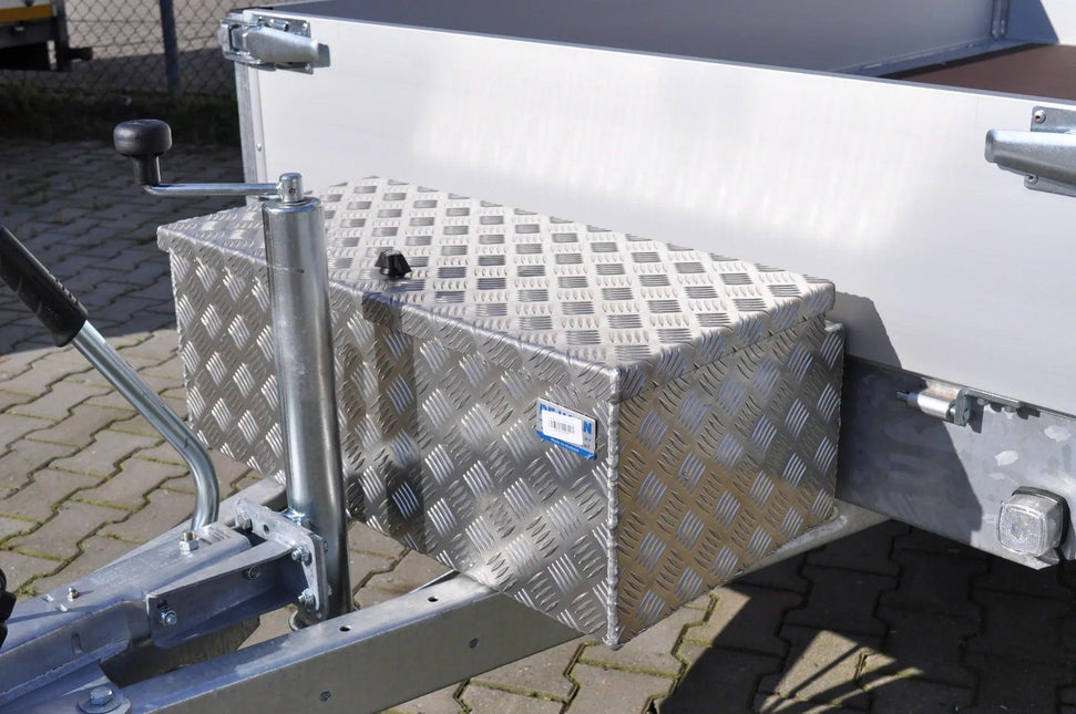 De Haan DE HAAN BOX L - 750x380x280 mm - waterdichte en stofdichte aluminium traanplaat disselbak - voorzien van vlinderslot, spansluiting of t-sluiting