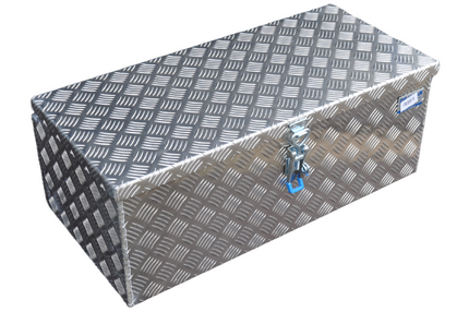De Haan DE HAAN BOX L - 750x380x280 mm - waterdichte en stofdichte aluminium traanplaat disselbak - voorzien van vlinderslot, spansluiting of t-sluiting