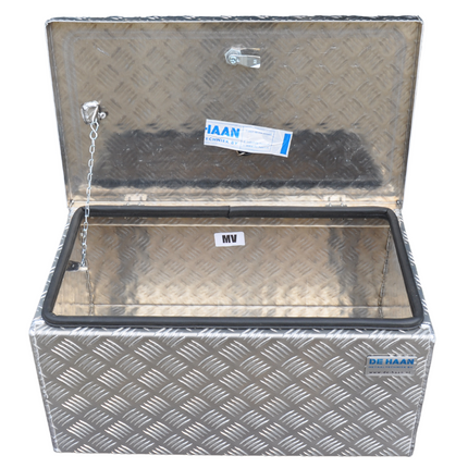 De Haan DE HAAN BOX M - 600x380x295 mm - waterdichte en stofdichte aluminium traanplaat disselbak - voorzien van vlinderslot, spansluiting of t-sluiting