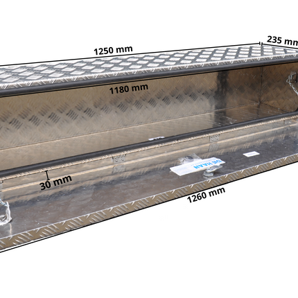 De Haan DE HAAN BOX OL - 1250x250x250 mm - waterdichte en stofdichte aluminium traanplaat disselbak - voorzien van vlinderslot of t-sluiting