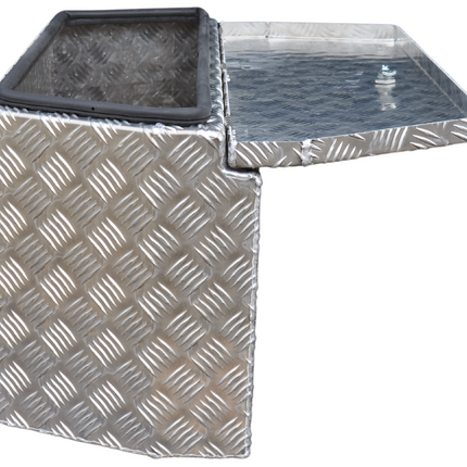 De Haan DE HAAN BOX PBV - waterdichte en stofdichte aluminium traanplaat disselbak 750x320x400 mm - voorzien van vlinderslot