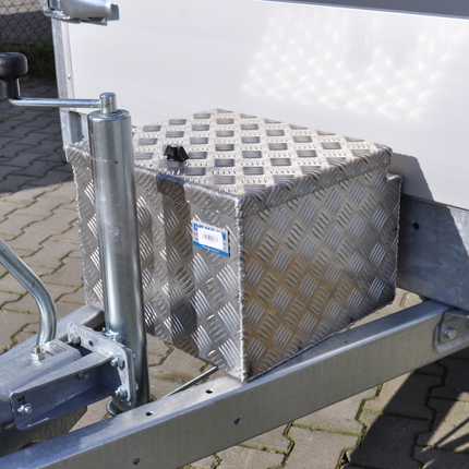 De Haan DE HAAN BOX S - waterdichte en stofdichte aluminium traanplaat disselbak 400x380x295 mm - voorzien van vlinderslot of spansluiting