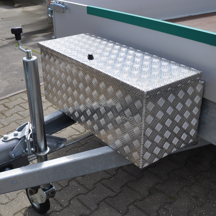 De Haan DE HAAN BOX W - 900x380x380 mm - waterdichte en stofdichte aluminium traanplaat disselkist - voorzien van vlinderslot, spansluiting of t-sluiting