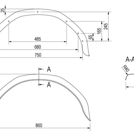 De Haan Metalen spatbord 14/15 inch - 860x240x395 mm - geschikt voor Stema