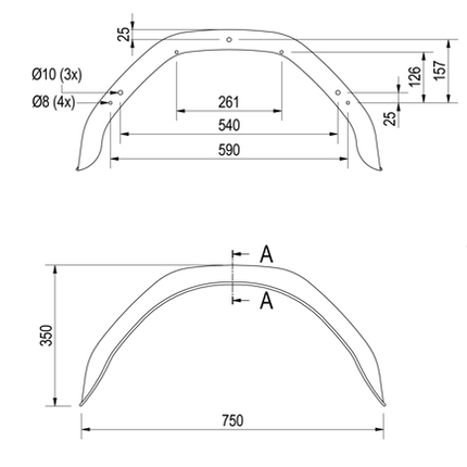 De Haan Origineel Anssems spatbord metaal 14 inch - 750x200x350 mm - omtrek 1150 mm - BSX 750