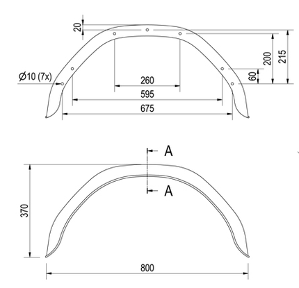 De Haan Origineel Anssems spatbord metaal 15 inch - 800x220x370 mm - omtrek 1200 mm - BSX 1350
