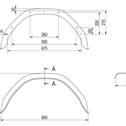 De Haan Origineel spatbord metaal 14/15 inch - 800x240x370 mm - omtrek 1240 mm