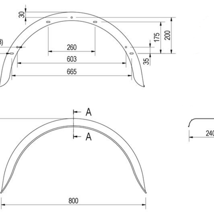 De Haan Origineel spatbord metaal 14/15 inch - 800x240x415 mm - omtrek 1285 mm