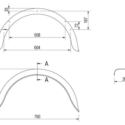De Haan Origineel spatbord metaal - 750x200x390 mm - omtrek 1210 mm