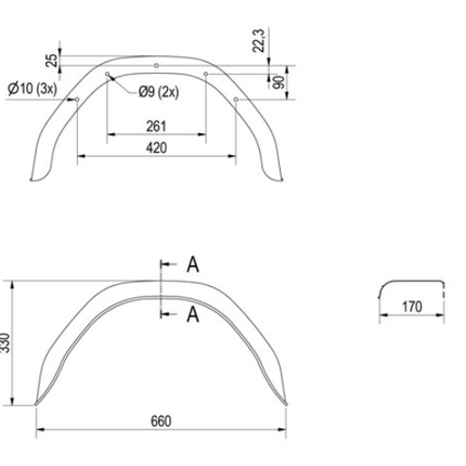 De Haan Origineel Stema spatbord metaal 12 inch - 660×170×330 mm