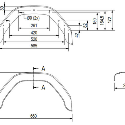 De Haan Originele Stema kunststof spatbord 10/12 inch - 660x200x330 mm - omtrek 1040 mm