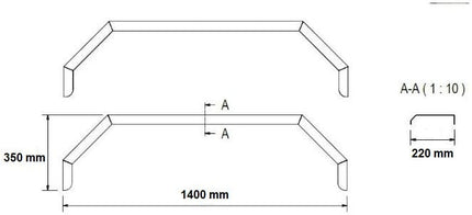 De Haan Tandem spatbord - 1400x220x350 mm - aluminium traanplaat materiaal - 5-kant