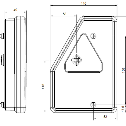Fristom Achterlicht - Fristom FT-277 LED - rechts - 211x146x49 mm - inclusief achteruitrijverlichting