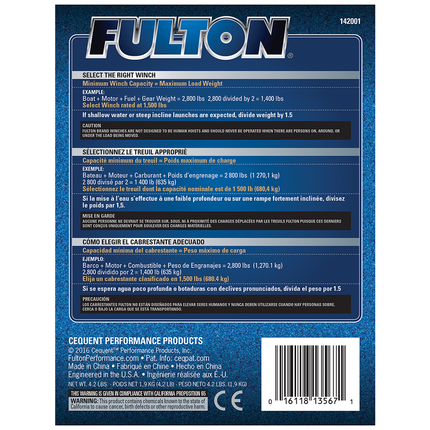 Fulton Ongeremde handlier - Fulton T900 - 410/205 kg