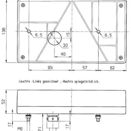 Jokon Los glas voor de Jokon Technokon 1 rechts - inclusief driehoek reflector en achteruitrijlamp glas