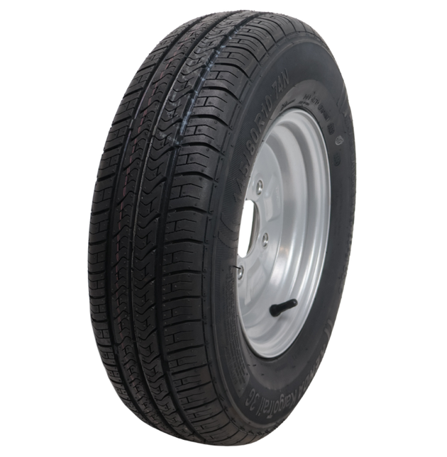 Kargotrail Compleet aanhanger wiel - 145/80R10- 145R10- vetnippel - steekmaat: 4x101,6 - draagvermogen: 375 kg - naafdiameter: 67 mm - 4PR