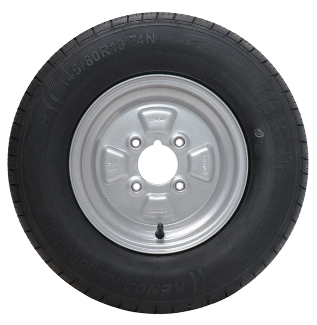 Kargotrail Compleet aanhanger wiel - 145/80R10- 145R10- vetnippel - steekmaat: 4x101,6 - draagvermogen: 375 kg - naafdiameter: 67 mm - 4PR