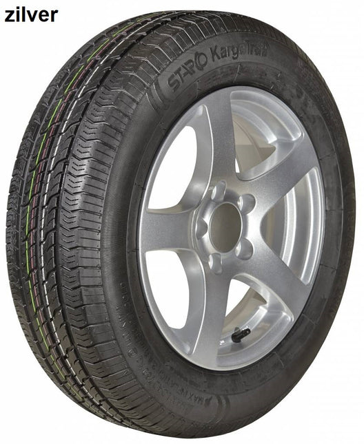Kargotrail Compleet aanhanger wiel - 185/65R14 - lichtmetalen velg - steekmaat: 5x112 - draagvermogen: 650 kg - naafdiameter: 67 mm - ET30