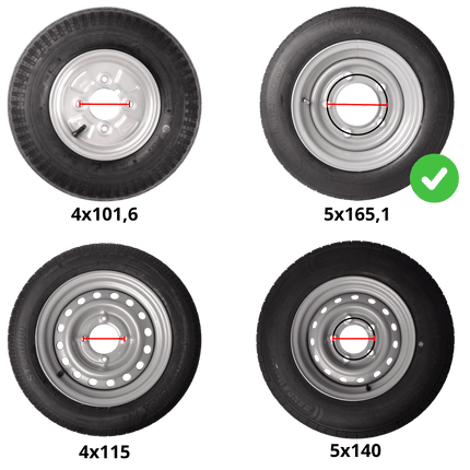 Kargotrail Compleet aanhanger wiel - 195/50R13C - Ifor Williams - steekmaat: 5x165,1 - draagvermogen: 900 kg - naafdiameter: 114,6 mm