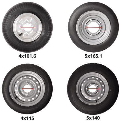 Kenda Compleet aanhanger wiel - 165R13C - Ifor Williams - steekmaat: 4x139,7 - draagvermogen: 710 kg - naafdiameter: 95,5 mm