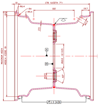 Kenda Compleet aanhanger wiel - 18.5x8.50-8 - steekmaat: 4x100 - draagvermogen: 425 kg - naafdiameter: 60 mm - 6PR
