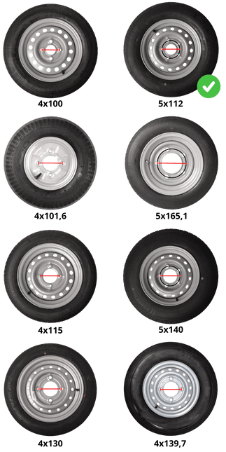 Kenda Compleet aanhanger wiel - 195/50R13C - zwarte velg - steekmaat: 5x112 - draagvermogen: 900 kg - naafdiameter: 67 mm