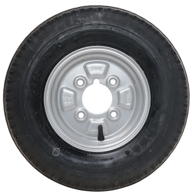 Kenda Compleet aanhanger wiel - 4.00-8 - vetnippel uitsparing - steekmaat: 4x101,6 - draagvermogen: 265 kg - naafdiameter: 67 mm - 4PR