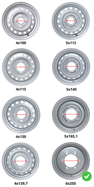 Kenda Losse 14 inch aanhanger velg - 5.50Jx14 - steekmaat: 6x205 - draagvermogen: 975 kg - naafdiameter: 161 mm - ET0