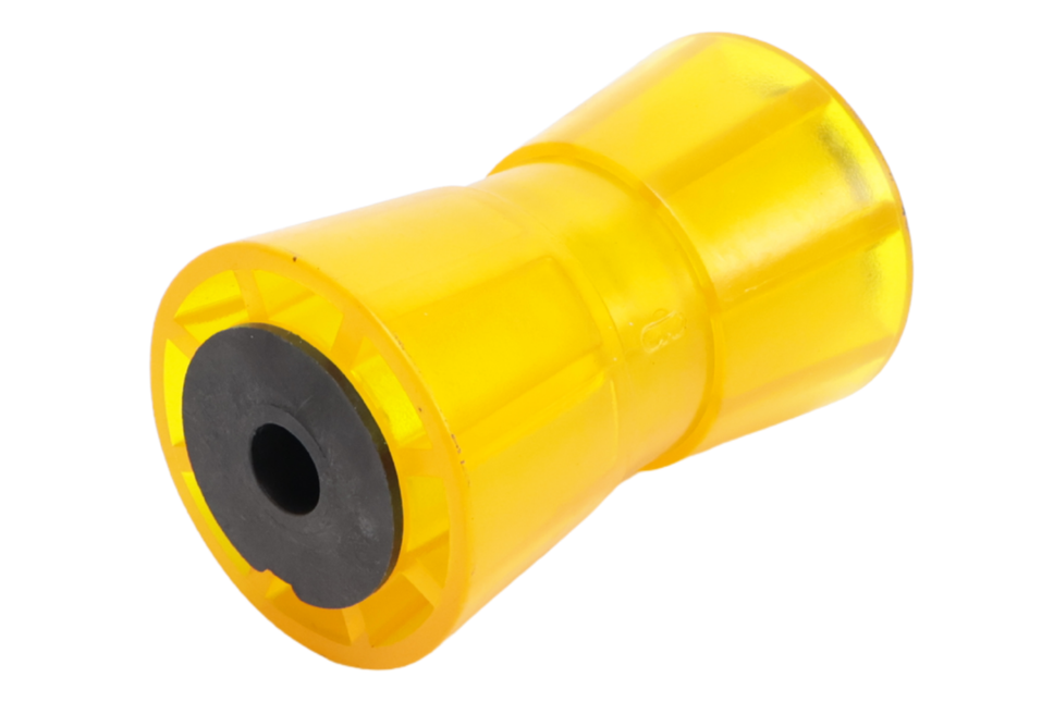 Knott Kielrol oranje/geel - 133x58,5 mm - naafdiameter 17 mm - PU materiaal
